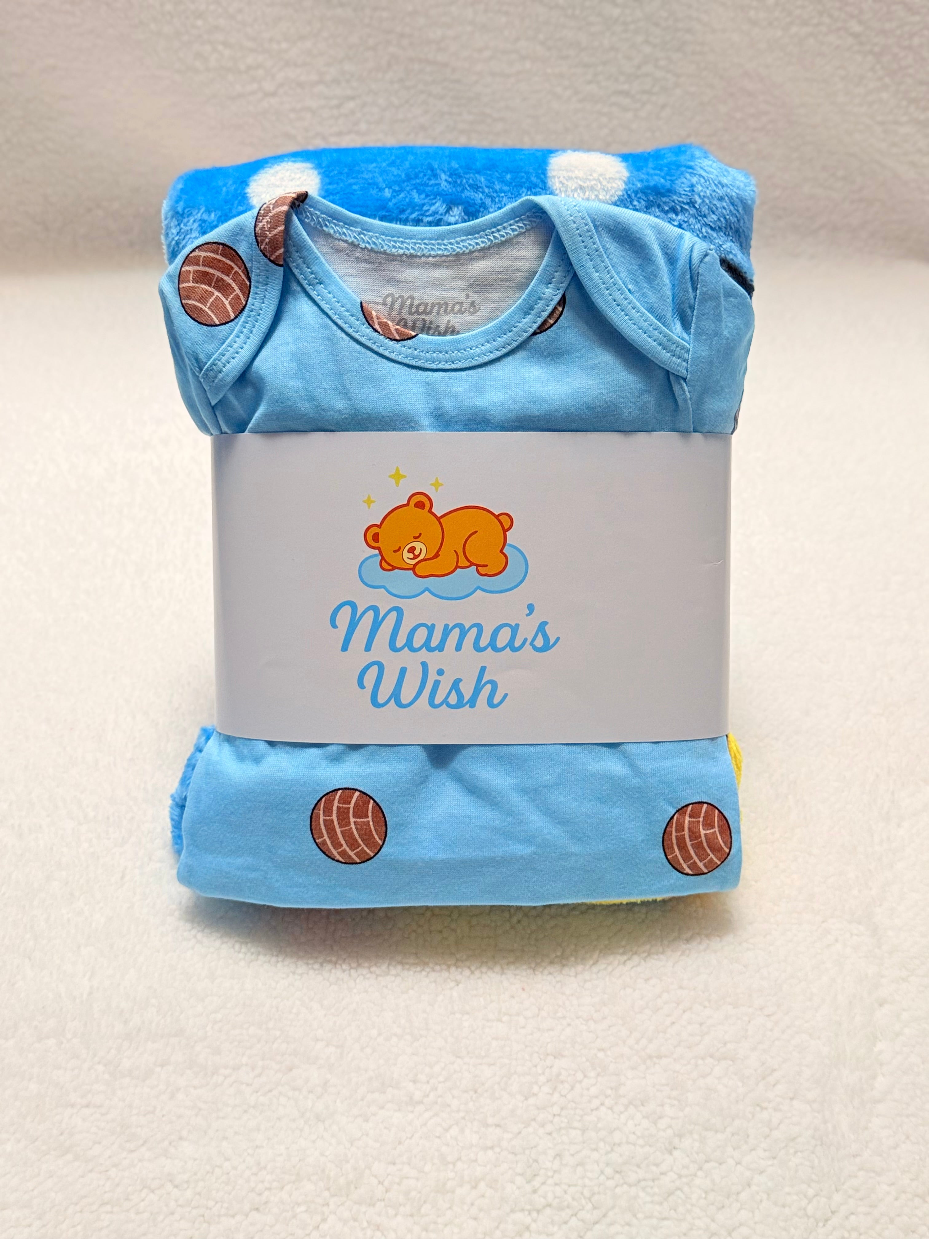 Blue Concha Bear Blanket & Bodysuit Duo