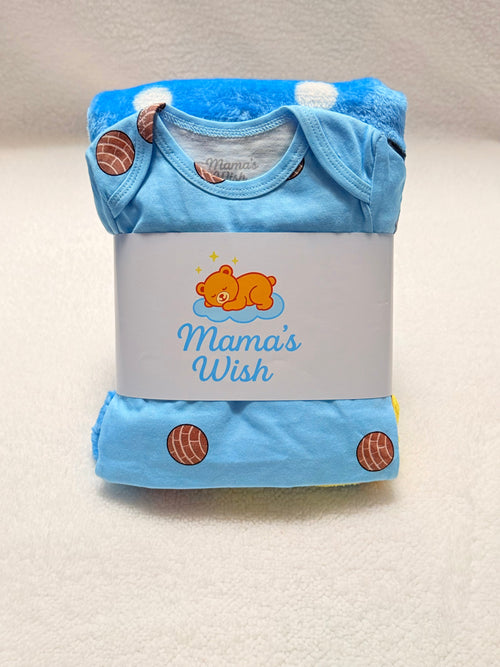 Blue Concha Bear Blanket & Bodysuit Duo