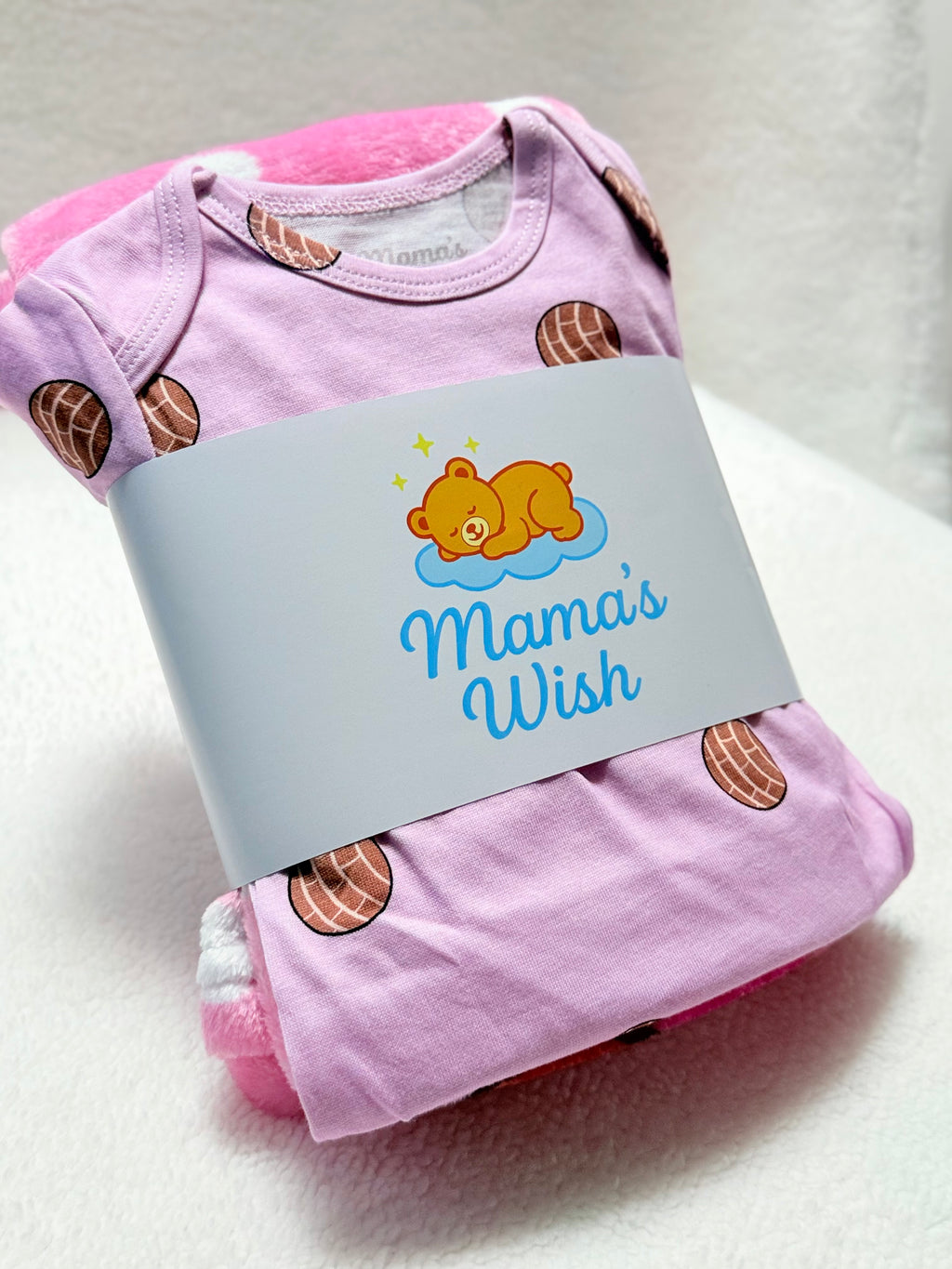 Pink Concha Bear Blanket & Bodysuit Duo