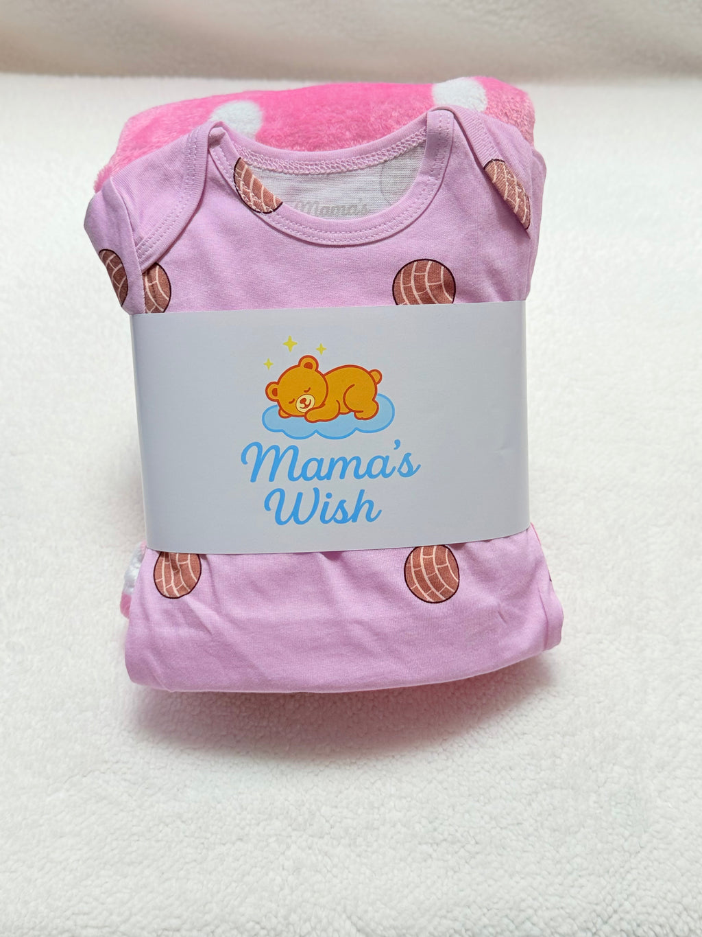 Pink Concha Bear Blanket & Bodysuit Duo